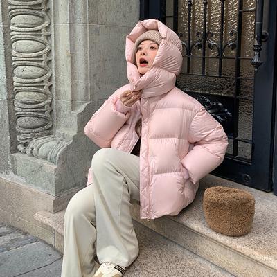 Daunenjacke Damen 2025 Wintermode Kapuze verdickt Puffgefühl weiße Entendaunen kleine Brotjacke