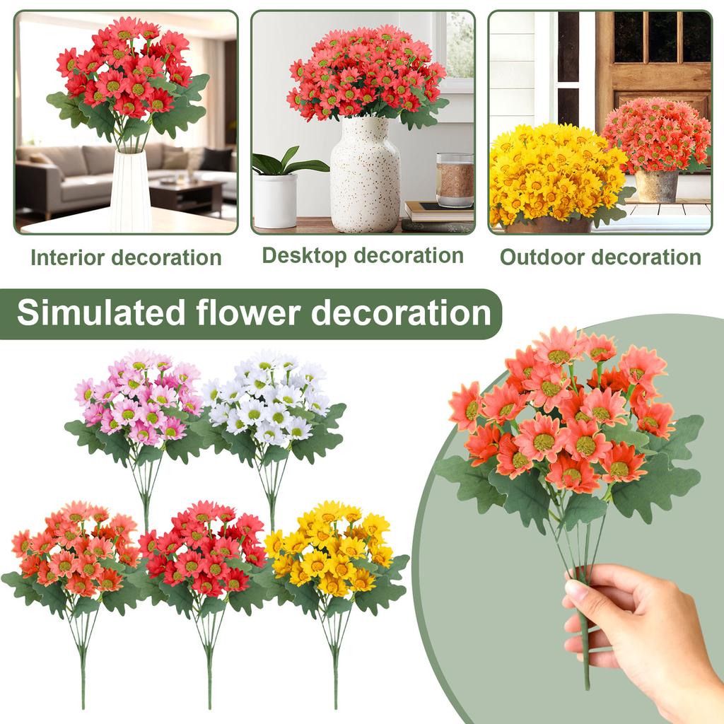 Fun Decor Mums , Artificial Sunset Mums , Artificial Outdoor Sunset Mums Flowers - UV Resistant , Waterproof , Windproof , Fake Fall Flower