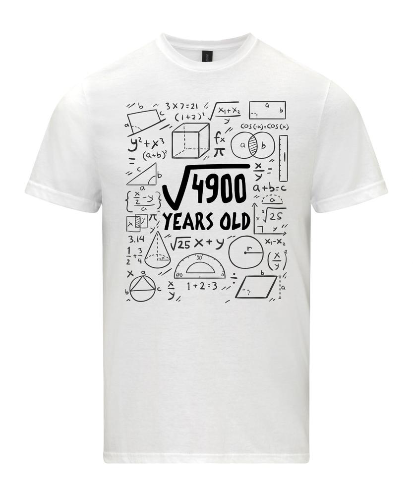Square Root of 4900 70 Year Old 70th Seventy Birthday Gifts Math TShirt 2XL
