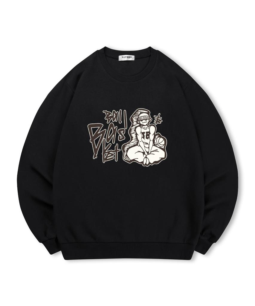 TOPBOY [Non-Fleece Or Fleece] Basketball Print Sweatshirt (Type A)