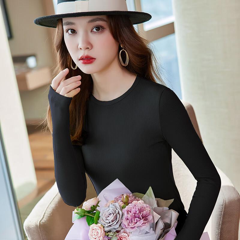 

Женская футболка с длинным рукавом в рубчик, облегающего кроя 4XL