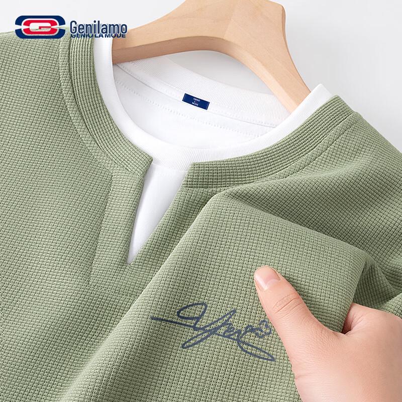 

Мужская футболка GENIOLAMODE с вафельной текстурой, имитация двух предметов, с длинным рукавом XL