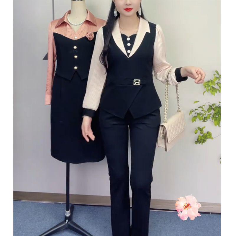 

2025 Весенний Стильный Комплект с Длинным Рукавом и Слим-Казаульными Брюками 2XL (recommended 125-135 jin)