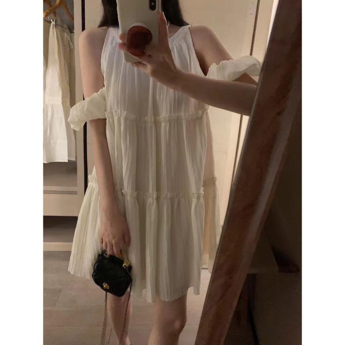 

YYFS женские модные летние и весенние однотонные повседневные платья с короткими рукавами и круглым вырезом со свободной талией L