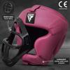 RDX Maya Hide Leather Boxing MMA Protector Headgear UFC Fighting Headguard Sparkling Helmet Medium Pink