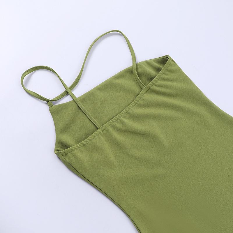 Sexy Slim-fitting Hip-hugging Short Skirt with Criss-cross Back and Suspender Dress