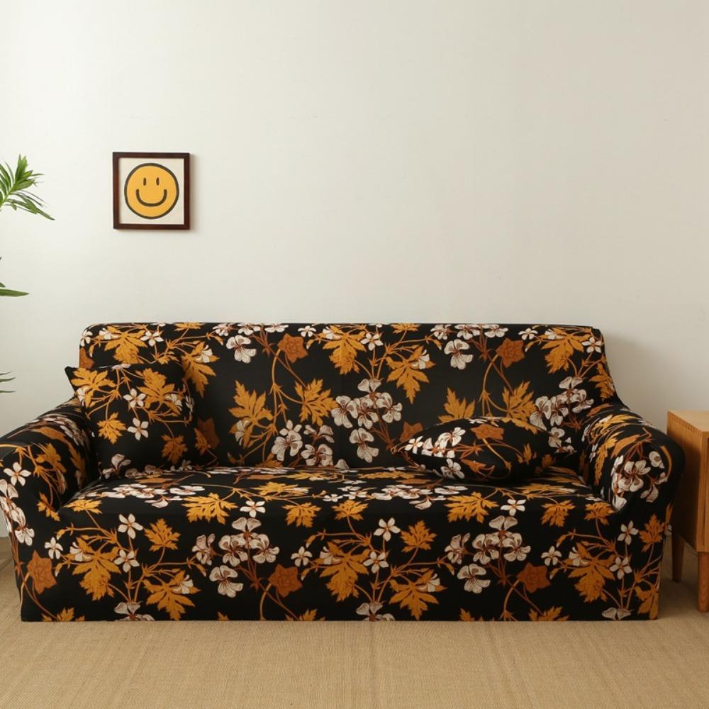 Milk Silk Sofa Cushion Printing All-inclusive Solid Color Lazy Cover Elastic Three-person Sofa Cover