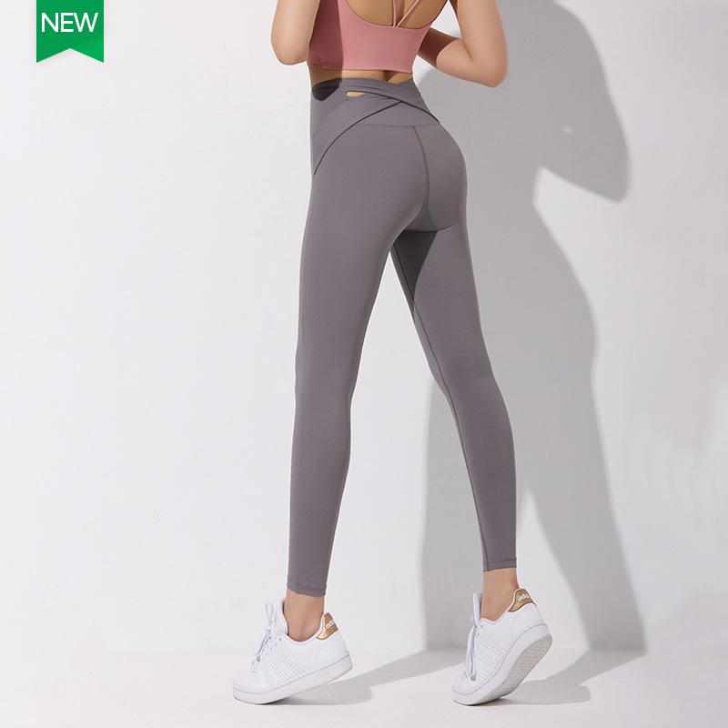 

Autumn and Winter New High Waist Yoga Pants Women s European and American Peach Hip Sports Tights Quick-drying Nude Fitness Pants L