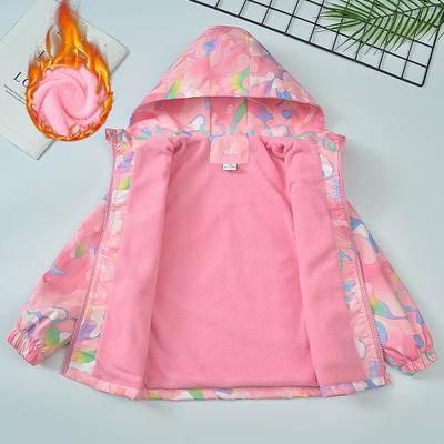 Mädchen Herbst Winter Verdickte Kapuzenwindjacke Koreanische Polar Fleece Outdoor 4-12 Jahre Kinderjacke Kindermode Mantel