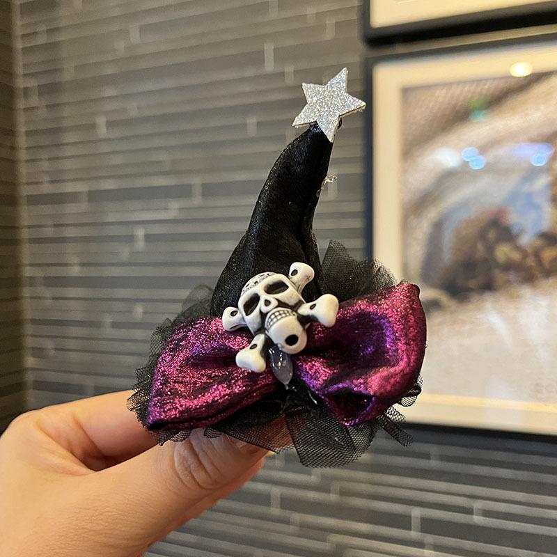 Evropský a americký halloweenský klobouk z dýně a tmavá čelenka s lebkou, sponka do vlasů pro dětské fotografie