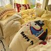Thickened Milk Fleece Bed Four-Piece Set Coral Flannel Surface Towel Embroidered Quilt Cover Bed Sheet Three-Piece Bedding