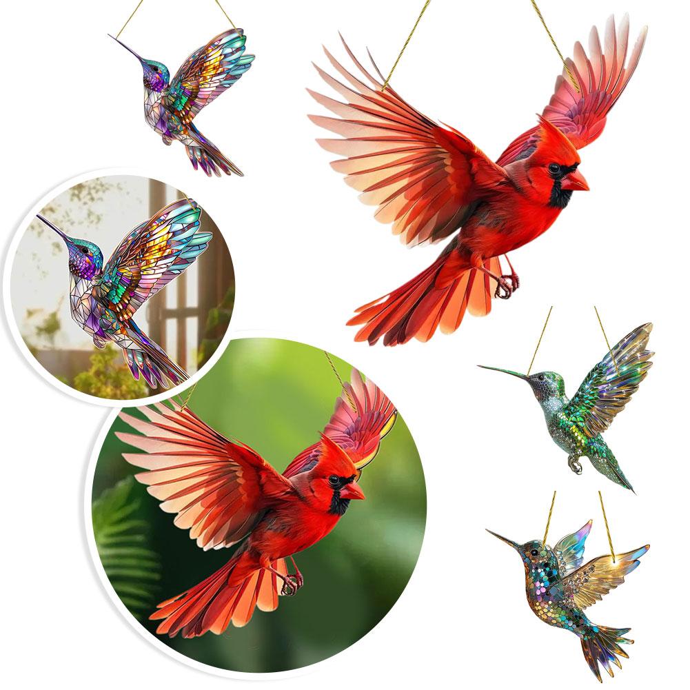 2D Hummingbird Christmas Trees Hanging Ornament Colorful Decoration Window Window Porch Pendant L8H2