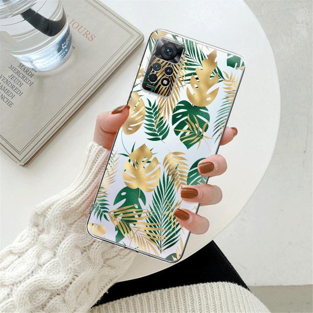 

Винтажный прозрачный чехол с листьями и зелеными растениями для Xiaomi Redmi Note 12 7 8 9 8t 11t 8 10 Pro 9s 10s 11 11s для Mi 9a 9 9c 9t 10 10c K40 Redmi K40