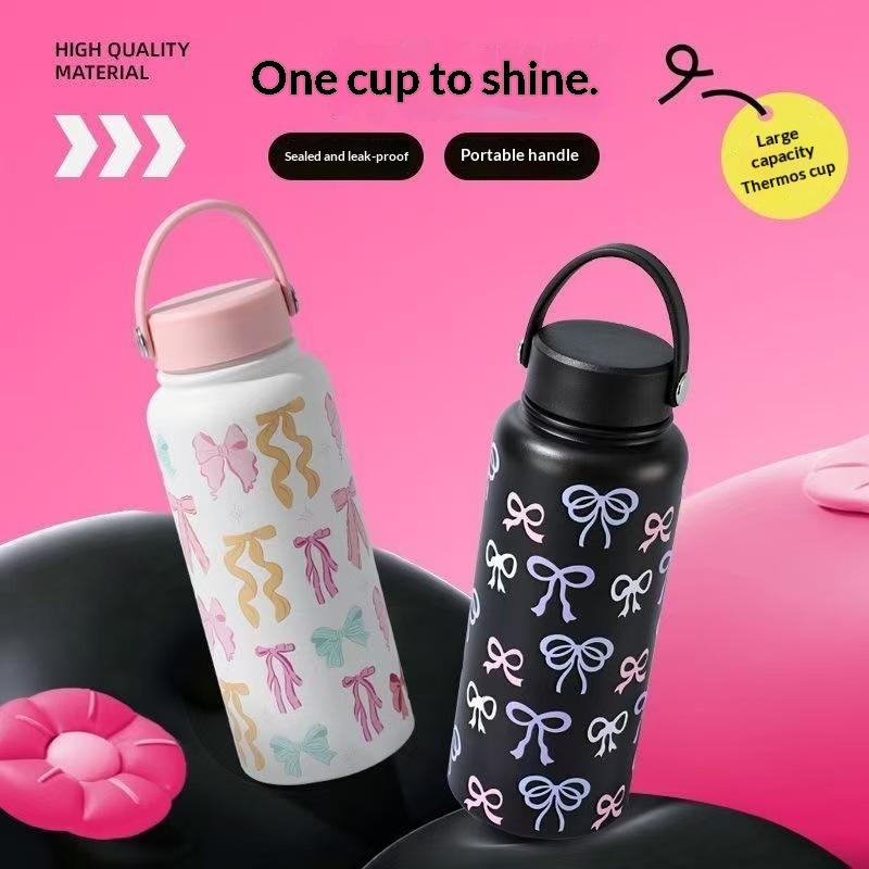 Insulated Water Bottle Floral Printed Stainless Steel Leak Proof Reusable for Office Women Girls Daily Drinking