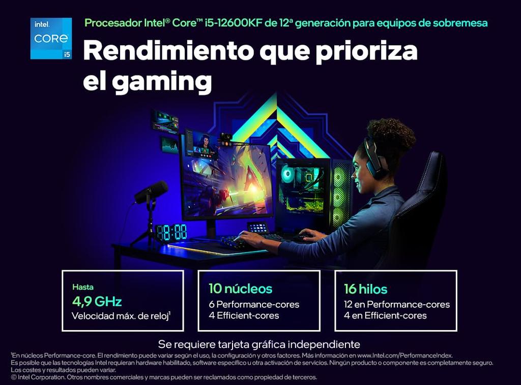 Intel CPU 12th Generation LGA 1700 Alder Lake Processor 10 Cores 16 Threads 25MB Cache 125W Multicolor i5-12600KF 3.7GHz (4.9GHz Turbo)