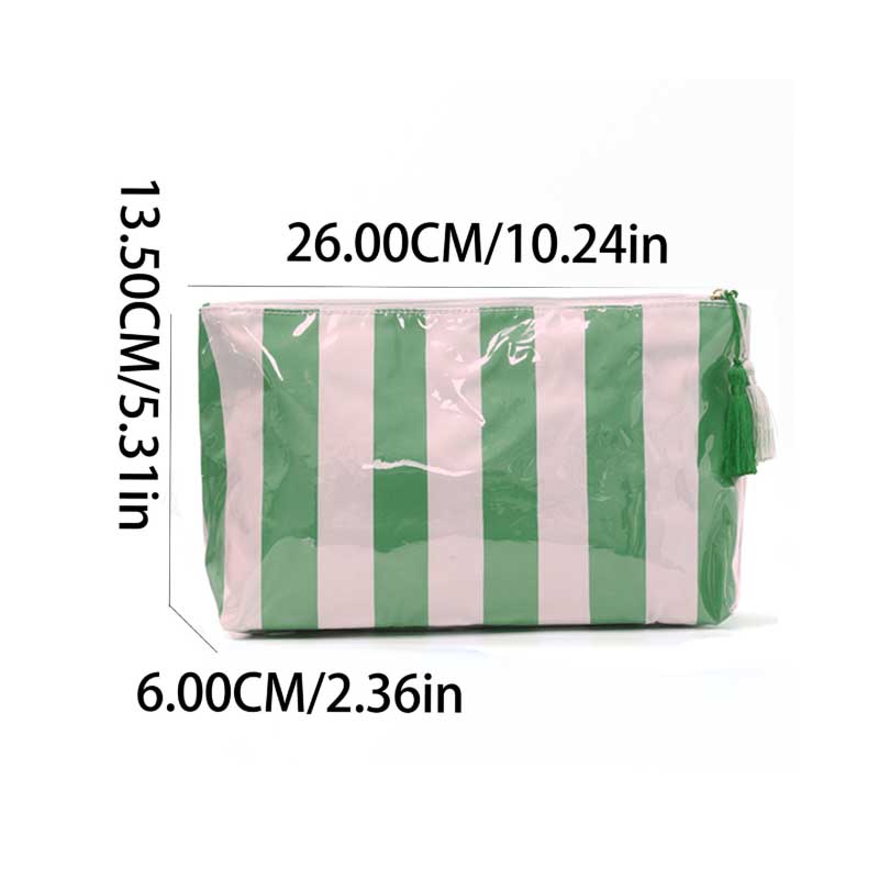 Cross-border Striped Cosmetic Bag High-value Large-capacity Cosmetic Storage Bag Contrasting Color Travel Portable Cosmetic Bag