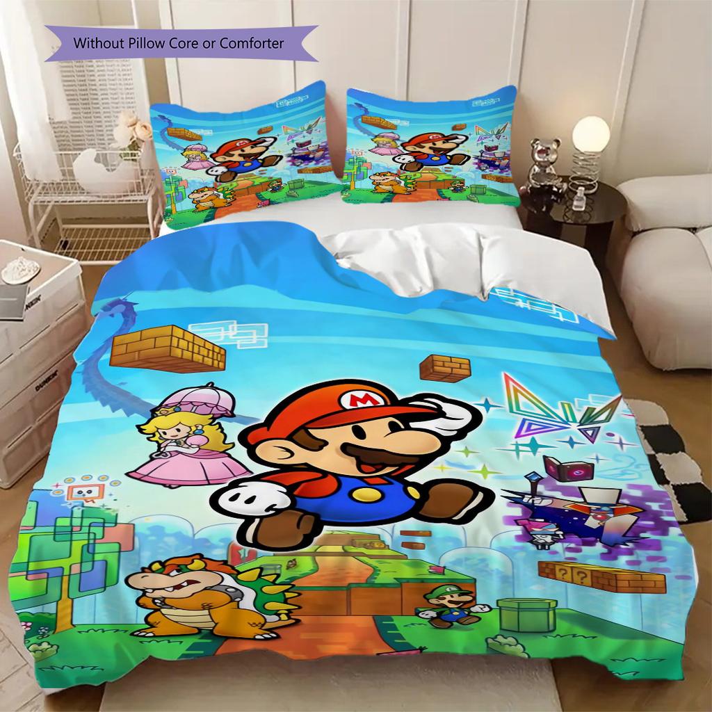 Super Mario Print Soft Comfortable Duvet Cover, Children's Bedding Set Gift, Various Sizes Available Machine Washable LXR91
