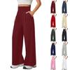 Hohe Taille Weites Bein Yogahosen für Damen Lockerer Schnitt Elastischer Bund Entspannte Lounge Trainingshosen mit Taschen