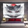 "Red-Eyed Wolf and Forest Moon Art" Pattern Wall Hanging Tapestry Decorative Tapestry Home Decor for Bedroom and Living Room