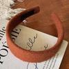 Women Headband Wide-Brimmed Sponge Filling Soft Suede Texture Hair Hoop Autumn