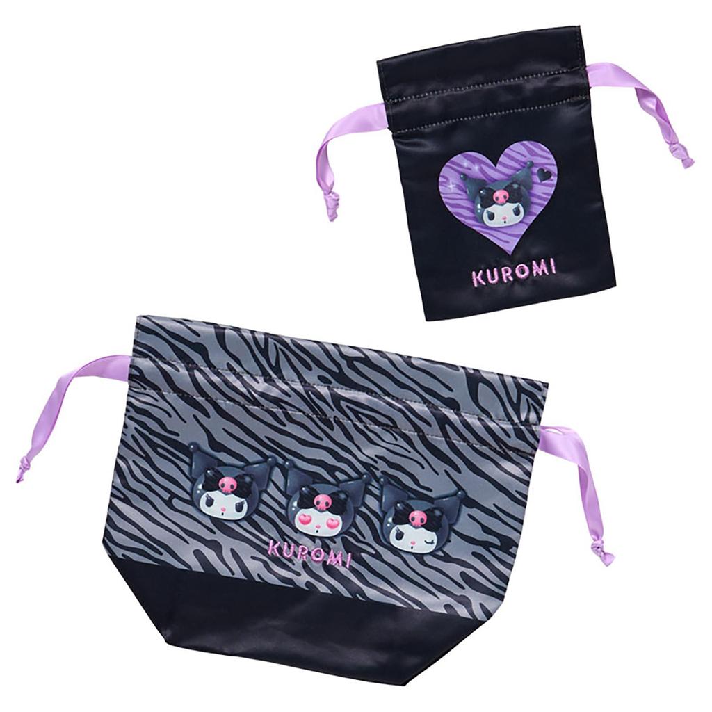 Sanrio Set of 2 Drawstring Bags Animal Kuromi Polyester 071919 (SANRIO) (Monotone Design)