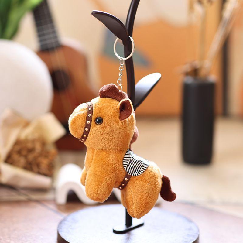 1Pcs Horses Plush Hanging Decor Stuffed Animal Horse Key Ring Cute Pony Doll Backpack Ornaments Pendant Kids Toy