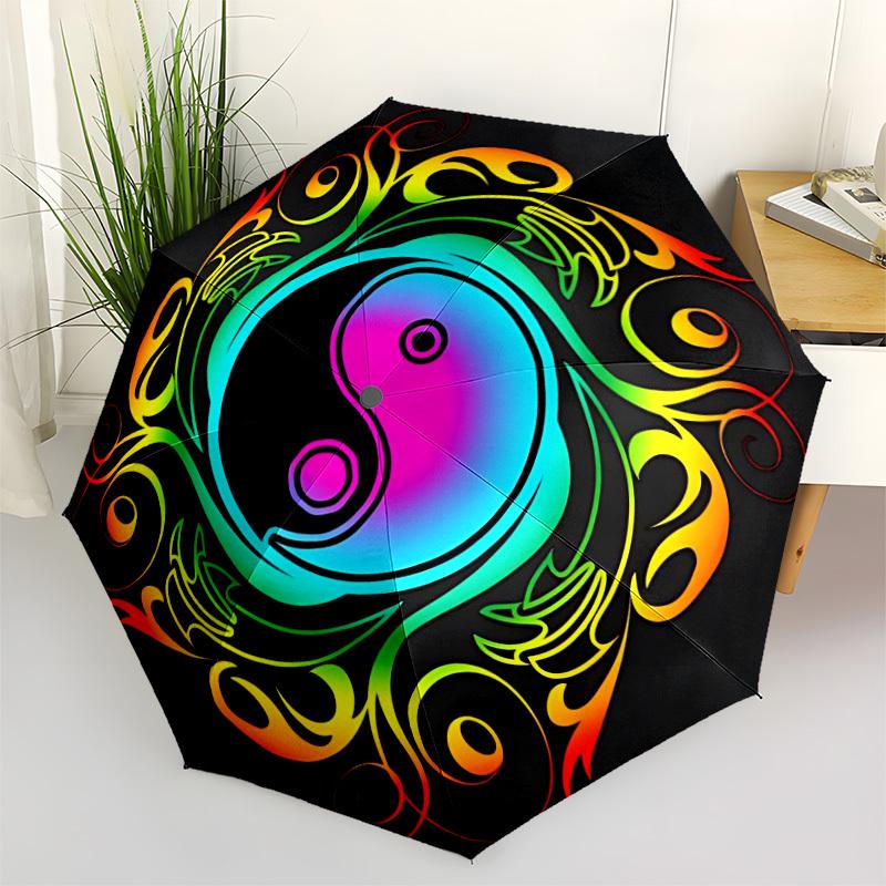 1pc YinYang Symbol Automatic Folding Umbrella - Portable Collapsible 8-Rib Umbrella for All Seasons yy251119165