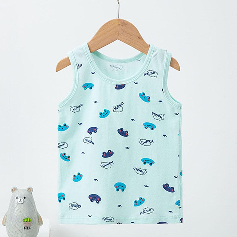Children's vest pure cotton Lycra summer thin cartoon print children's men's and women's sleeveless bottoming shirt small vest