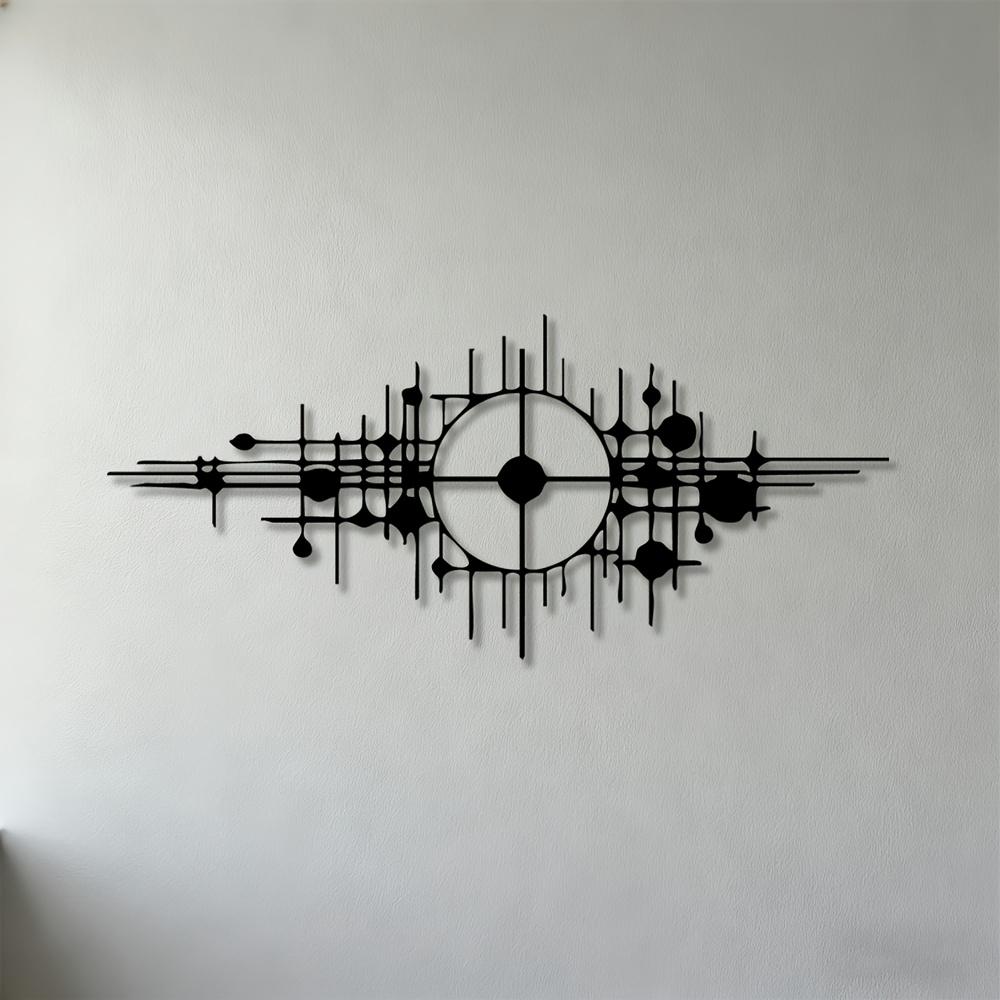 

1pc 2D Flat Abstract Geometric Circle Metal Wall Art Modern Decor for Living Room Bedroom Office Home 30cm-11.81inch чорний