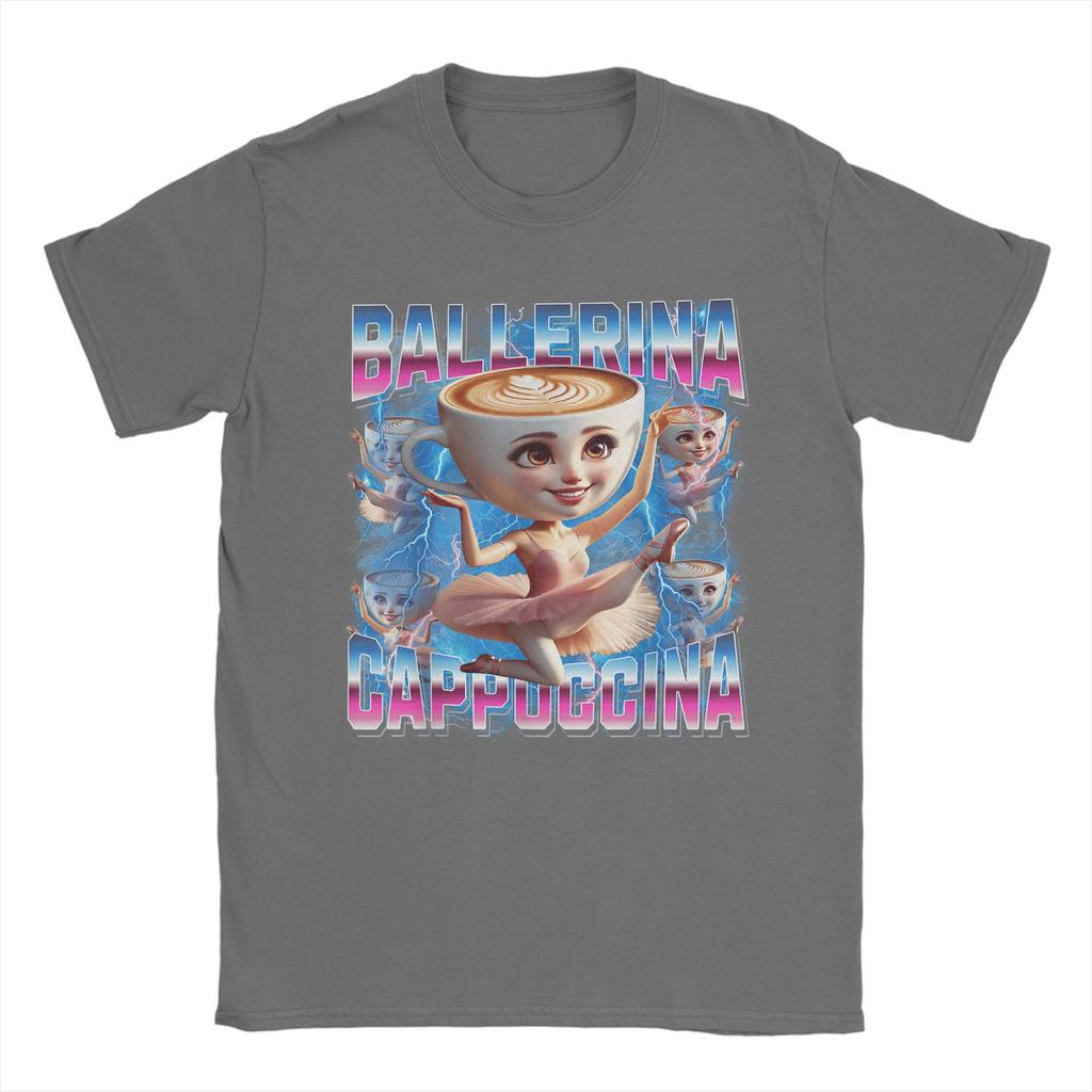 BallerinaCappuccina Italian Brainrot Funny 100% Cotton T Shirt For Couple Summer T Shirts Crew Neck Tees Oversize Clothing