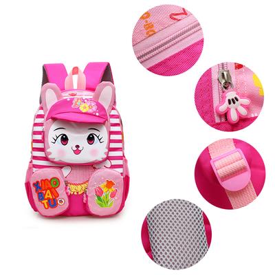 3D Cartoon Rabbit Backpack for Girls Kindergarten Pink Schoolbag