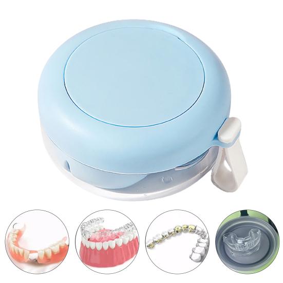 Yousheng Portable Denture Case with Mirror RemovableTray Leak-proof Compact Denture Bath Storage Box for Braces