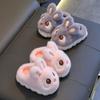Children's Cotton Slippers, Cute Rabbits for Winter Girls, Warm and Fluffy Fur for Small and Medium-sized Children, Anti Slip Baby Home Shoes for Boys