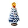Handmade Crochet Christmas Tree Decoration Tabletop Knitted Small Artificial Flocking Christmas Tree for Home Office Holiday Decor