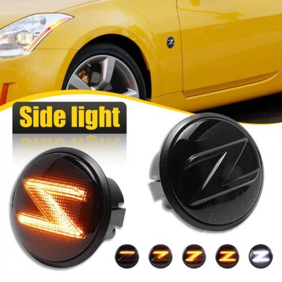 For 2010- Nissan 370Z LED Fender Side Marker Sequential Turn Signal Light EA