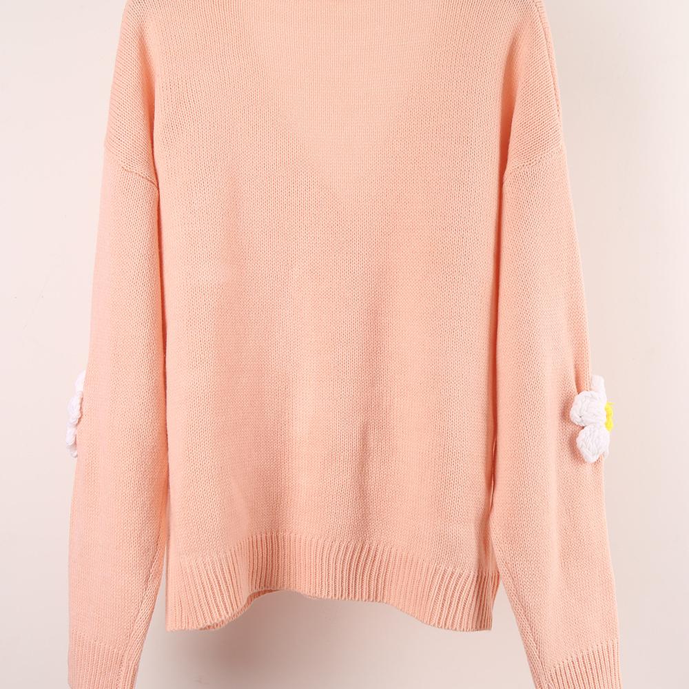 Jesienno-zimowy damski sweter rozpinany na guziki, dzianinowy kardigan w kwiaty, modny