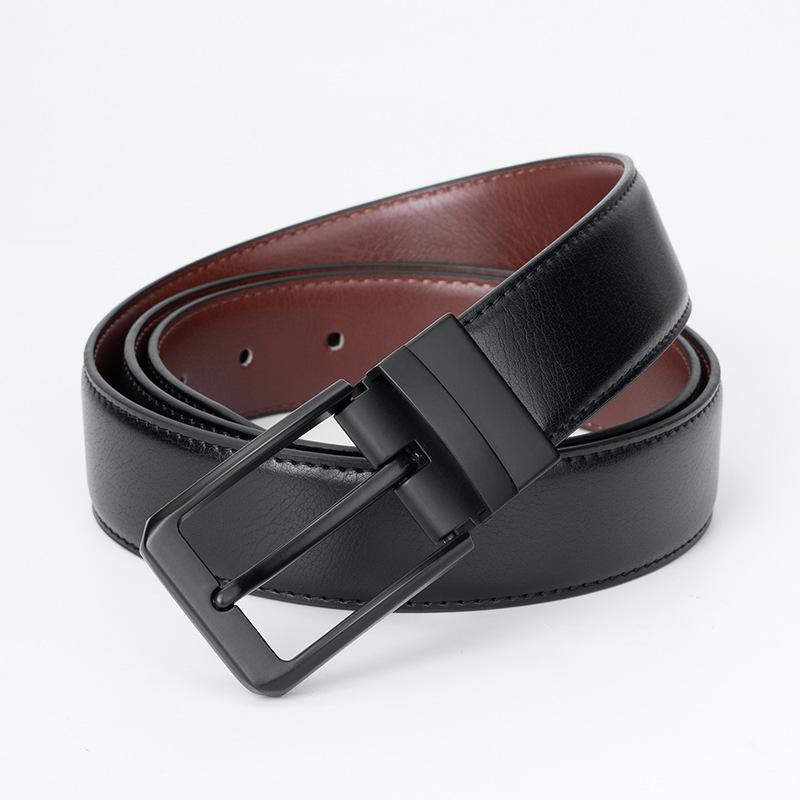 

Double-Sided Use Men S Belt Rotatable Pin Buckle Cowhide Belt Versatile Young And Middle-Aged Belt 130cm
