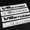 3d ABS Chrome Black Letters V8 BITURBO Logo Emblem Car Fender Side Stickers Badge For C63 E63 S63 GLC63 GLE63 G63 Accessories