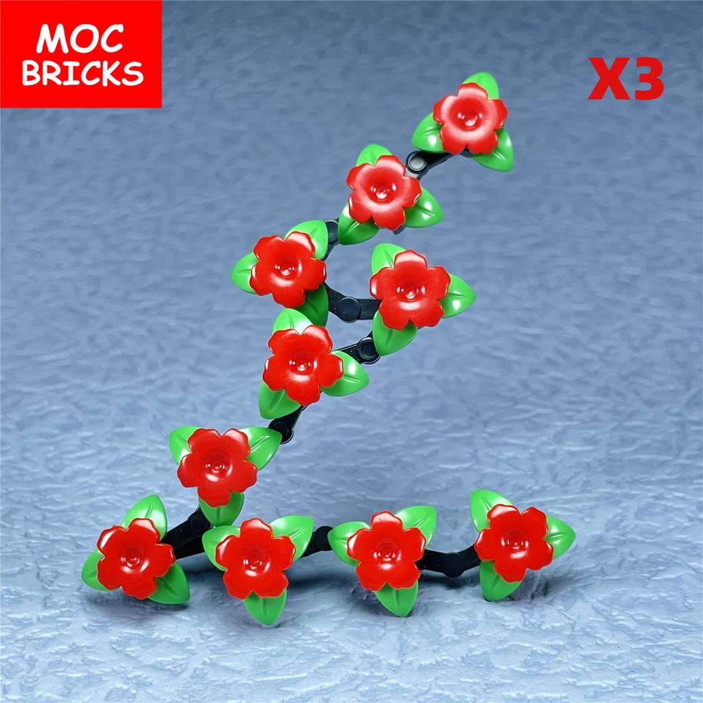 MOC Bricks Plant Stem Leaves Arm Mechanical 37695 30377 Wall Flower Building Blocks Action Educational Assembled Toys Kids Gifts