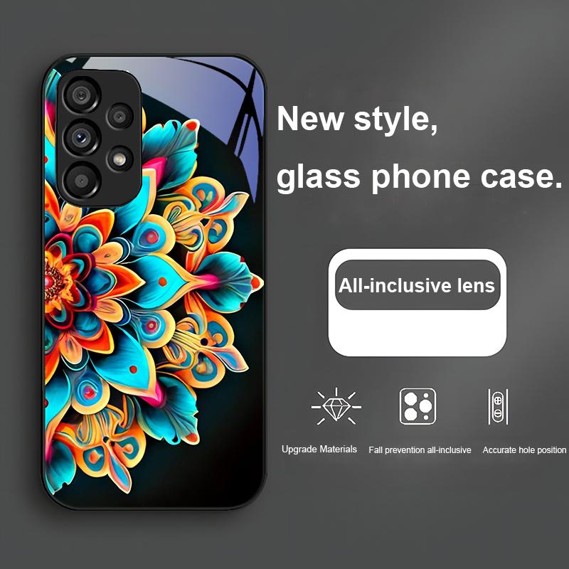 Abstract Flower Green For Samsung Galaxy S23 U Ltra 24 Plus S20 21 FE S25 Ultra A70 A72 73 51 52 53 Tempered Glass Phone Case