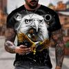 2026 Summer Fashion 3D Printed Short Sleeve T Shirt Casual Animal Eagle Hip Hop Rock Personality Creative O Neck Tee Men