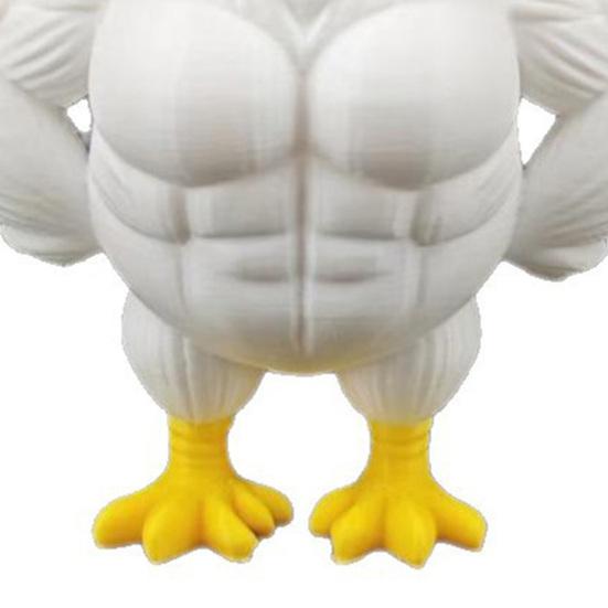 3D Printed Muscle Chicken Figurine Funny Cool Rooster Statue with Sunglasses Collectible Muscular Cock Desktop Ornament for Home Office Executive Desk