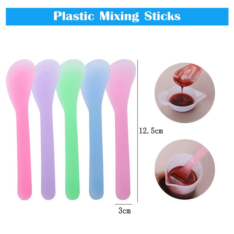 Easy Clean Silicone Resin Measuring Cups Tool Kit with Stir Sticks Pipettes Spatula Finger Cots for Epoxy Resin Mixing Supplies