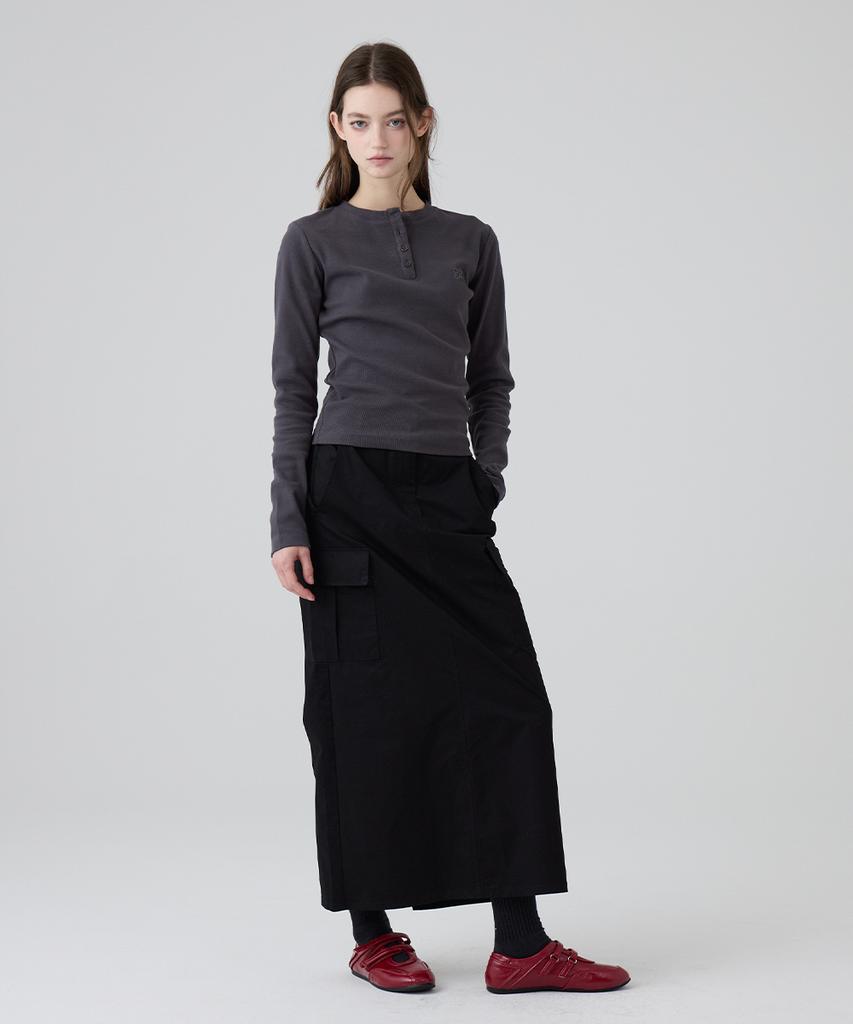 Dangled Drop Dgdp Cotton Maxi Skirt_Black