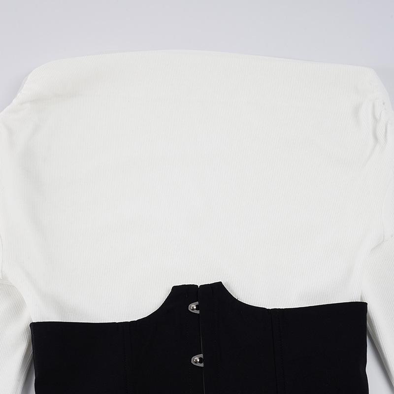 Elegant Slimming One-Shoulder Two-Piece Illusion Top with Waistband