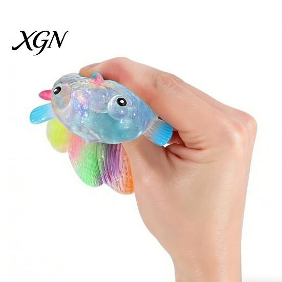 Sensory Ball Toy Clear Goldfish Squeeze Stress Relief Glitter Multicolor Tail Fish Gadget Sugar Soft Decompression Fidget Relaxation