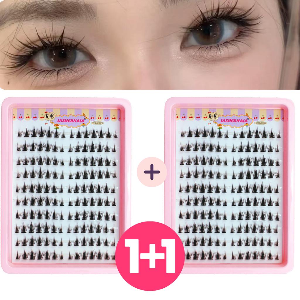 1+1 Lashernala 280 strand eyelash extensions, no glue eyelashes, eyebrow extensions, strand eyelashes, cat eye, first love eyes