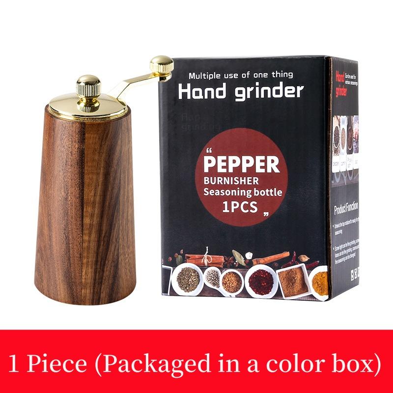 Hand Cranked Pepper Grinder Sets With Base,Kitchen Manual Spice Grinding Bottle,Solid Wood Sea Salt Freshly Ground Pepper Mill