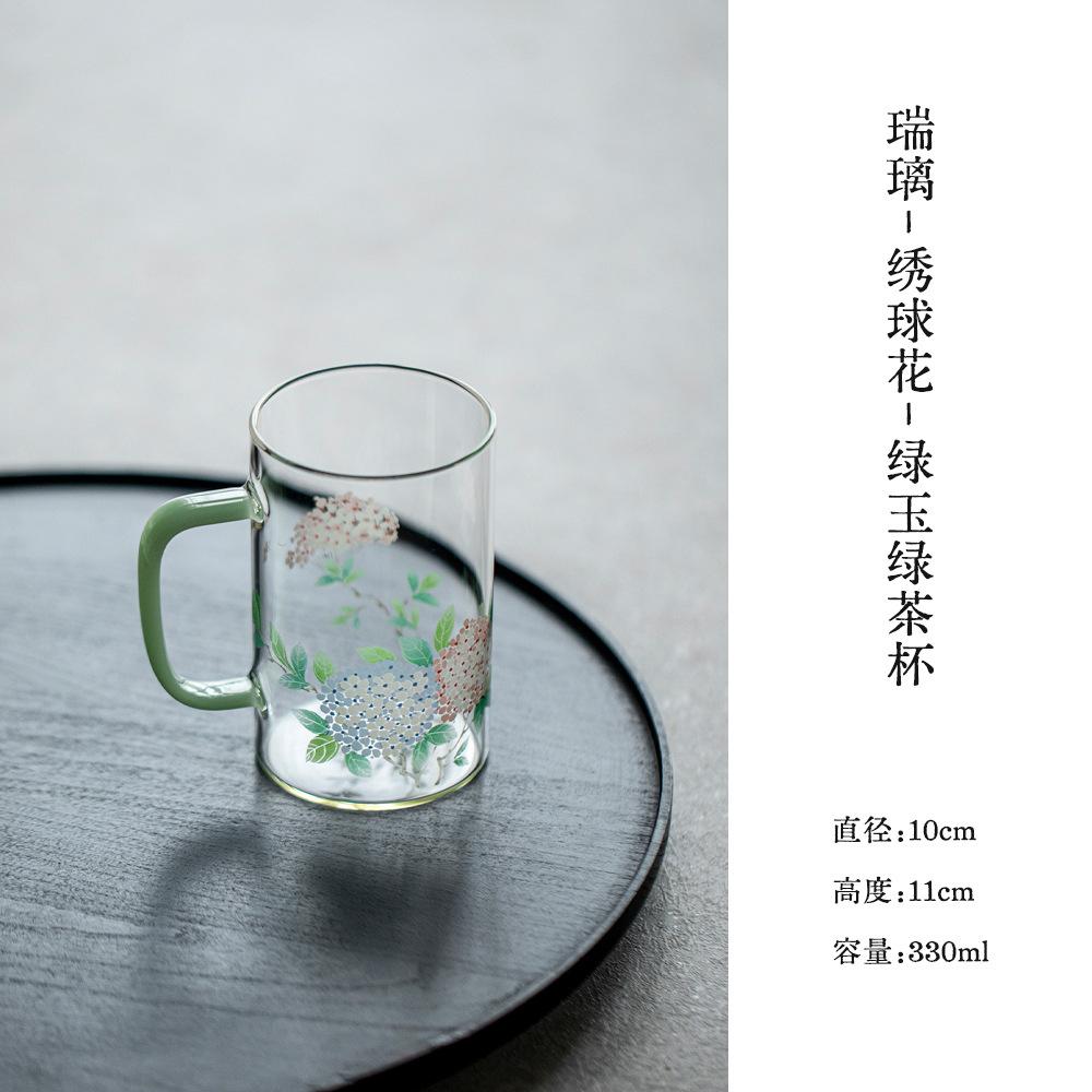 

330ml Hydrangea Glass Teacup Retro Tea Bowl Mug Tea-tasting Personal Cup Jianzhan Master Cups For Tea Decoration Craft Gifts As Your Choose