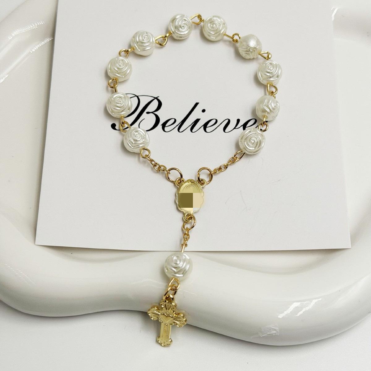 European And American Style Sweet Pearl Heart Angel Wings Bracelet For Women Men Beaded Jewelry Gift золотой